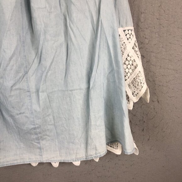 Unique Spectrum Top Womens 2X Plus Size Light Blue Lace Trim Boho Artsy NEW - Picture 15 of 15